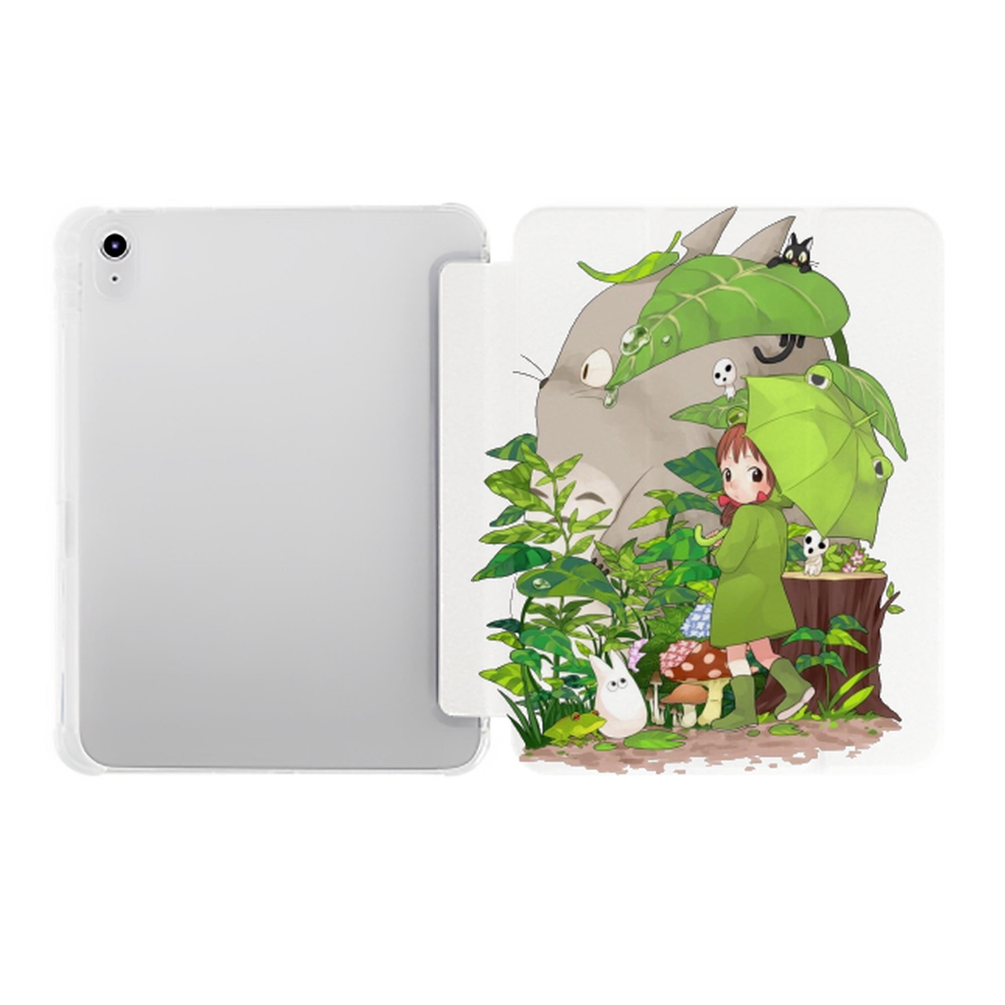 （画像用） となりのトトロ 草壁メイ 草壁サツキ My Neighbor Totoro Satsuki Kusakabe Mei Kusakabe IPad ケース ペン収納付き 三つ折りスタンド PUレザー×シリコン 対応機種9.5/10.5/10.9インチ